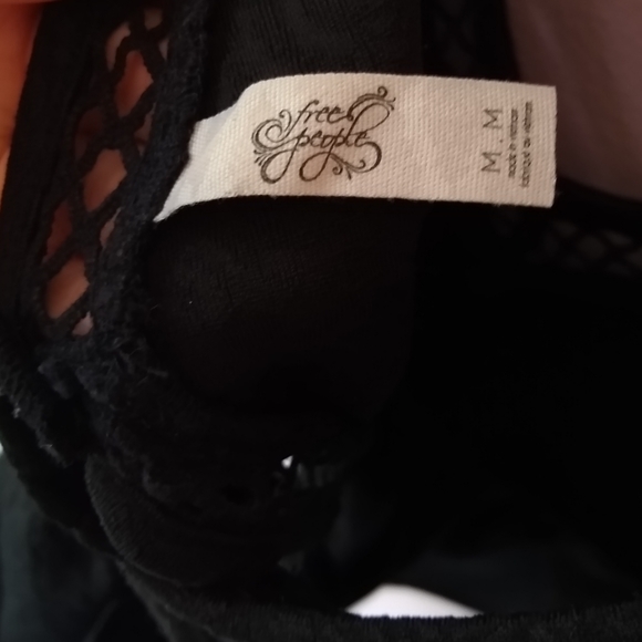 free people black peplum lace edged open back top - Picture 3 of 3